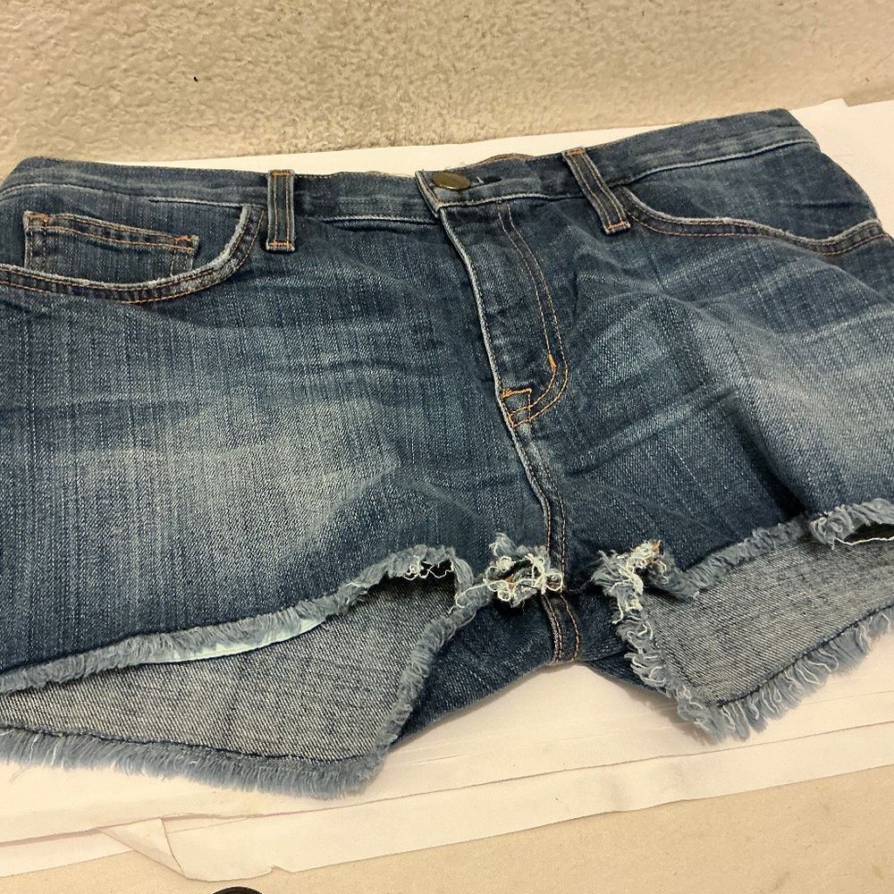CURRENT ELLIOT // high waist raw hem blue super soft denim cut off shorts